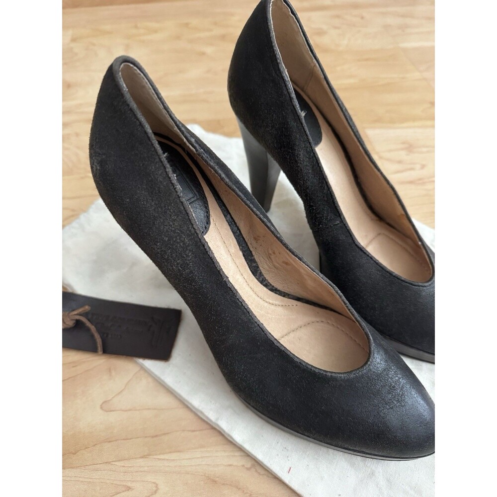 Frye Women’s Harlow Black Leather Pump Heels Size 8 - Picture 3 of 5